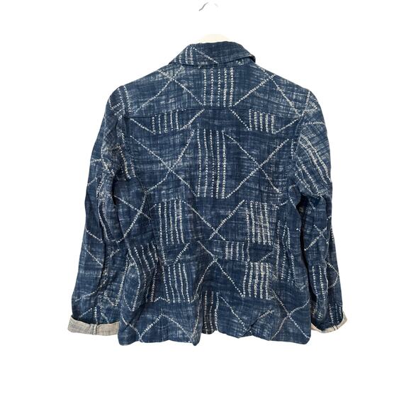 LRL Lauren Ralph Lauren Shacket Denim Jacket Size Large Blue Linen Cotton Blend - Picture 2 of 10